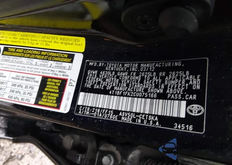 2012 Toyota Camry Se из США, поврежденный, VIN 4T1BF1FK2CU075166